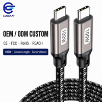 Câble USB C vers USB C 100W tressé avec coque métallique, fabrication OEM ODM LUNG KAY, câble de charge professionnel de qualité supérieure pour ordinateur portable et téléphone