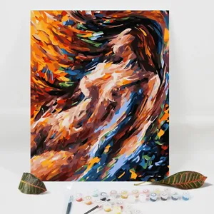 COOLEVE-Peinture à l'huile numérique personnalisée par numéros, portrait de femme avec cadre sur toile acrylique et tissu