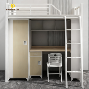 Lit superposé moderne en métal sur mesure avec bureau et escalier intégrés pour chambre d'enfant et d'adulte, idéal pour les dortoirs scolaires et les auberges de jeunesse - Product Image 2