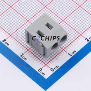 235-402 Spring Terminal Block Through hole Component (THT),P=5.08mm Connector 1x2P 5.08mm Gray 2P - Product Image 1