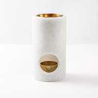 Brûleurs d'huiles essentielles MAXER en travertin turc beige/blanc, sculptés à la main en pierre naturelle, diffuseurs de cire fondue (logo personnalisé disponible)