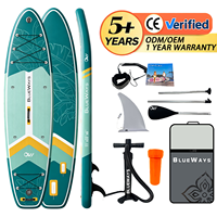SUP gonflable 11' en feuille de palmier avec 2 pagaies, kit familial 33'' de large couleur menthe turquoise avec pompe, sac à dos et leash, épaisseur 6''