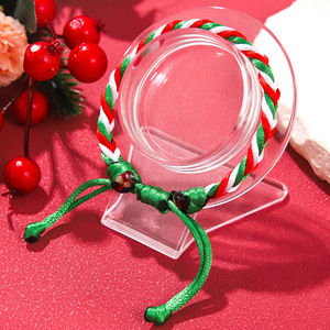 Christmas Woven <b>Bracelet</b> Green <b>Red</b> White Adjustable Women's Gift Jewelry D0044-1 - Product Image 3