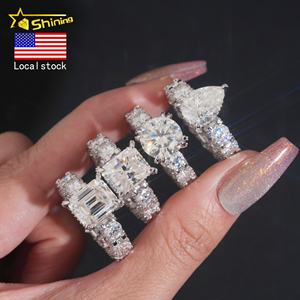 Koleksi cincin pernikahan perak murni 925 hadiah Wanita Perhiasan halus ices Out 5ct VVS cincin Moissanite dikirim dari gudang Amerika Serikat - Product Image 1