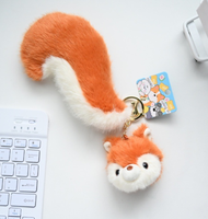 Nouveauté 2026 : Adorables breloques en peluche (raton laveur, ours grizzly et écureuil) à petite tête et grande queue, pendentifs porte-clés personnalisables