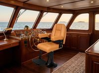 Siège de capitaine de bateau pliable en cuir PU, chaise de pilote marine avec support ergonomique et piédestal pour yacht, ponton, usage commercial maritime