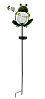 Lampe solaire étanche en métal en forme de grenouille avec globe en verre craquelé, LED, pour jardin, cour, allée extérieure