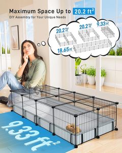 Cages pour animaux de compagnie en treillis métallique de 20 panneaux avec fermeture <span class=keywords><strong>à</strong></span> bouton pour cochons d'Inde, lapins et lapins - Product Image 4