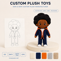 Poupée en peluche personnalisée sur mesure à partir de dessin ou photo, mascotte 3D en coton, jouet d'art de collection et mini poupée noire en peluche en boîte surprise