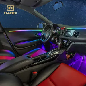 "Cardi" K6ตัดสีเงินแบบ18 in 1ไฟ LED ประดับรถยนต์ไฟล้อมรอบโดยแอปควบคุมแถบไฟนำทางโคมไฟตกแต่งบรรยากาศ