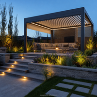 Pergola en aluminium à toit ouvert, gazebo mobile avec stores extérieurs pour l'ombrage du jardin et du bord de la piscine