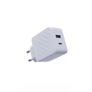 Inde prise murale double port 1 type c 1 usb a pd chargeur rapide 65 watts pour iphone samsung téléphone portable gan chargeur 65 w bis