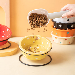 ชามเซรามิกสำหรับแมวพร้อมขาตั้งยกสูง ป้องกันคอเสื่อม ป้องกันสิว ชามอาหารแบบเอียงสำหรับแมว สุนัขพันธุ์เล็ก ผลิตภัณฑ์สำหรับสัตว์เลี้ยง - Product Image 3