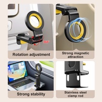 Support magnétique pour téléphone portable pour avion, pliable, portable, 360° °   Support de téléphone magnétique rotatif puissant pour les voyages et les trains