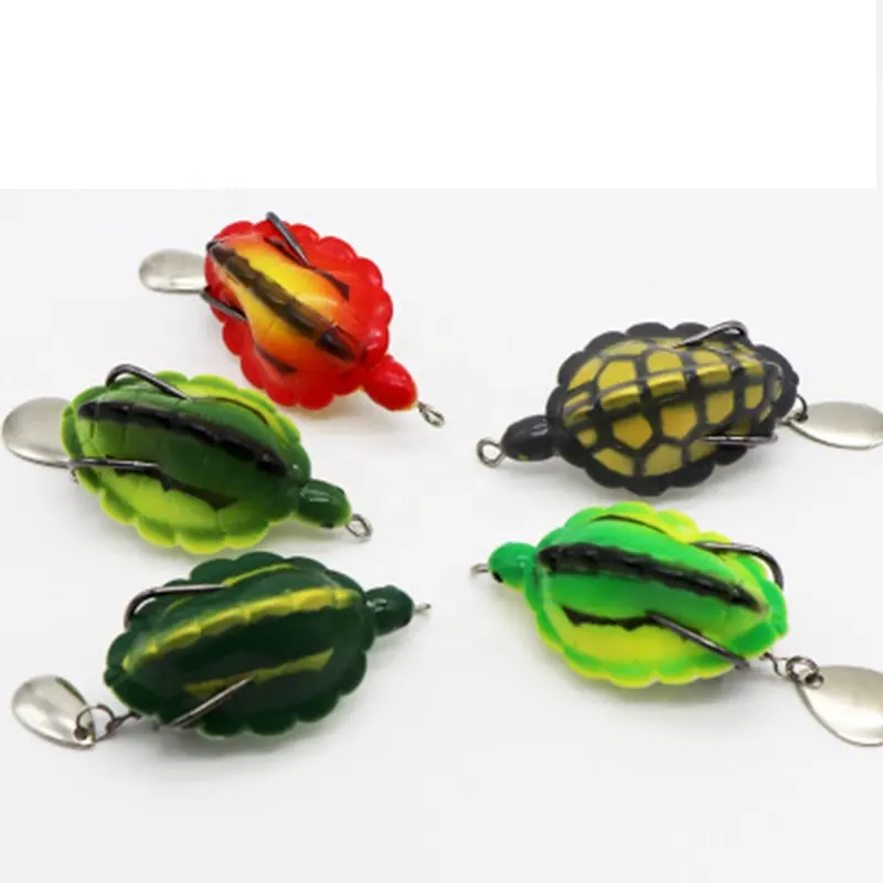 Top Water Tortoise Lure Soft Fishing frog Lures with Spinner spoon Artificial Turtle Minnow Crank Bait 5.5cm12g new fishing frog