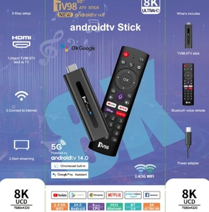 Tv98 ATV Pro 8K Android 14 H313 2.4G/5.8G Wifi Kép Android TV Box thông minh TV Stick Dongle hồng ngoại IR + BT bằng giọng nói điều khiển từ xa - Product Image 2