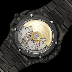 Montre de luxe en fibre de carbone marbrée, boîtier octogonal, cadran rayé orange, date automatique, étanche, montre-bracelet haut de gamme pour hommes et femmes - Product Image 6