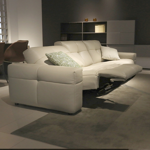 Sillón Reclinable Moderno de Alta Calidad en Cuero con Estructura de Acero Inoxidable, Control Remoto Multifunción, Negro, 3 Plazas, IDS-030 - Product Image 4