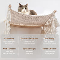 Ropecube Lit hamac mural moderne pour chat avec étagère en bois et corde en coton, pour usage intérieur, salon et parc, mobilier de couchage pour chat