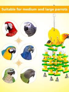 Juguetes para Loros, Juguetes de Madera Resistentes para Pájaros, Juguetes Grandes y Coloridos para Masticar, Columpio para Loros y Aves - Product Image 5