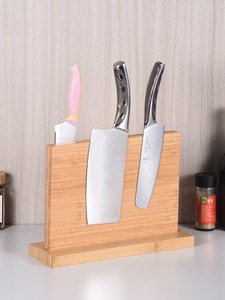 Organisateur de couteaux en métal bloc de couteaux magnétique en bambou double face en bois puissant pour la maison Restaurant cuisine rouleau sac accessoire - Product Image 3