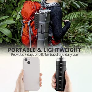 Boîte à pilules portable détachable en alliage d'aluminium, étanche, pour 7 jours, avec porte-clés - Product Image 5