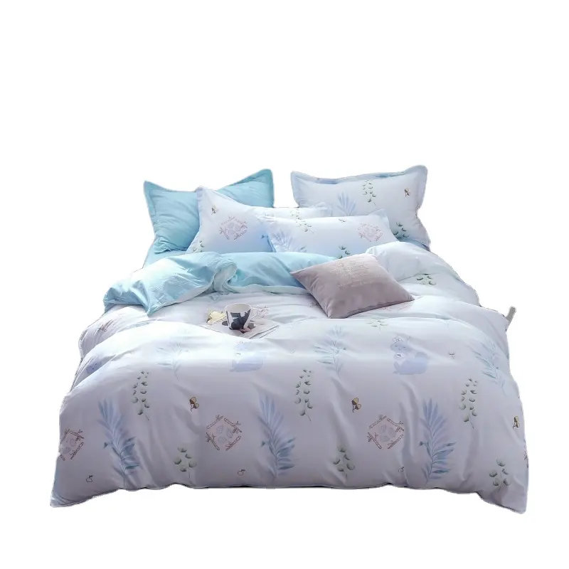 MOONZ抗アレルギーカスタマイズ可能なカラー印刷フルサイズ寝具セット4個、在庫ありソフト羽毛布団カバーシート枕カバーセット