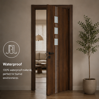 Porte intérieure en WPC haut de gamme avec motifs gravés délicats et verre incrusté, idéale pour le salon, certifiée ISO