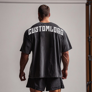 Áo thun nam oversize chất lượng cao, in hình theo yêu cầu, kiểu dáng thể thao, cổ tròn, chất liệu acid wash - Product Image 2