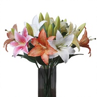Fleur artificielle en soie, lys à 1 tête, blanc, rose, orange, style européen, pour décoration de mariage, maison, fête, vente en gros