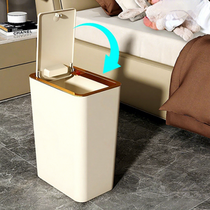 10L PP Umweltfreundlicher Papierkorb für Zuhause & Büro Stehender Abfalleimer mit Druckdeckel Schlanker Mülleimer - Product Image 4