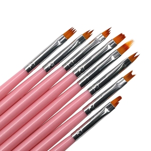 Pinceau à ongles floral ombré en forme de pétale, multifonctionnel, manche en plastique rose, nylon, pour peinture dégradée, outil de manucure professionnel - Product Image 3