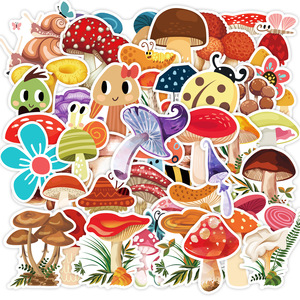 50 pièces mignon dessin animé champignon enfants autocollants décoratifs pour réfrigérateur livre <span class=keywords><strong>chambre</strong></span> décor enfants école autocollant - Product Image 1