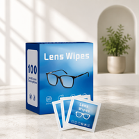 Lingettes nettoyantes pour lentilles - Pré-humidifiées, extra douces, emballées individuellement, lingettes pour nettoyer les lunettes et les écrans - Sans traces