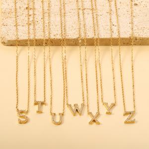 Collar con Colgante de Letras del Alfabeto de la A a la Z en Acero Inoxidable, con Circonitas, Chapado en Oro de 18K, para Mujer - Product Image 3