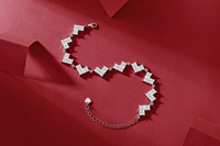 Bracelet et Chaîne de Cheville de Luxe Hip Hop en Argent Sterling S925 avec Diamant Moissanite Taille Brillant et Breloque Cœur Glacé, Cadeau pour Homme et Femme