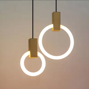 Lustre de restaurant d'éclairage de salon nordique moderne anneau d'art en bois lampe suspendue escalier long lustre lumière - Product Image 6