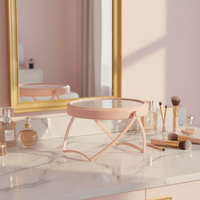 Miroir de table circulaire rose pour cosmétiques, vente chaude, réglable, rotatif, en métal, petit miroir de maquillage pliable, miroir vertical