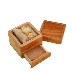 나무 단일 시계 나무 손목 시계 팔찌 선물 상자