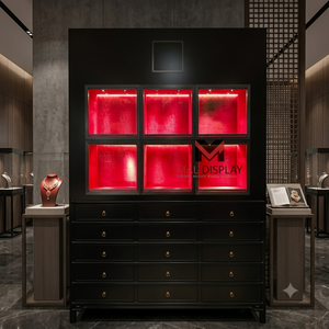 Vetrina da Parete Personalizzata di Alta Gamma con Cassetti Multipli, Arredamento Antico in Stile Cinese, Vetrina di Lusso per Collezioni e Negozi Boutique - Product Image 1