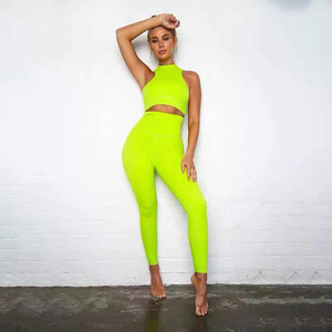 Yoga tank Top High Waist Slim <strong>Leggings</strong> Yoga Set Sports Fitness Yoga Set for Women - Product Image 5