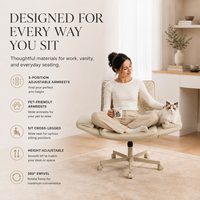 Chaise de bureau pivotante confortable avec accoudoirs rabattables et pieds croisés, idéale pour coiffeuse ou ordinateur, avec roulettes – Vente en gros