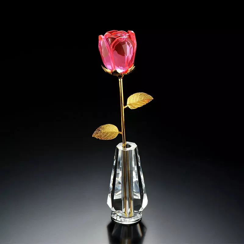 अनुकूलित उपहार उत्तम नक्काशीदार क्वार्ट्ज नक्काशी क्रिस्टल गुलाब का फूल शादी के लिए