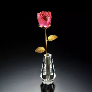 Customize Gifts Exquisite Carved Quartz Carving Crystal Rose Flower For Wedding