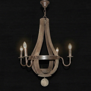 Traditional Wooden Chandeliers Wine Barrel Style 4 Lamps Energy Saving <b>Dining</b> Antique Distressed Colors 2700K Soft Warm White - Product Image 1
