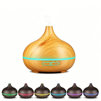 Diffuseur d'huiles essentielles à ultrasons avec lumière nocturne à brume fraîche, rechargeable par USB, 500 ml, effet bois, aromathérapie