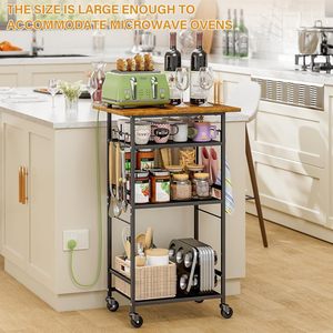 Carrito de cocina portátil, gran capacidad, estante de almacenamiento con ruedas, carrito móvil multifuncional - Product Image 4