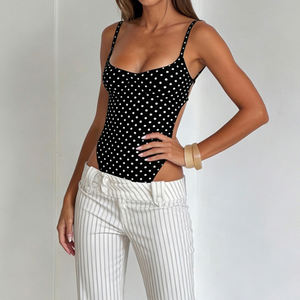 Body de mujer con lunares, sin espalda, corte alto, sin mangas, con tirantes finos, estilo Y2K, sexy, de una pieza, para discoteca, nuevo estilo 2026 - Product Image 2