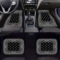 Tapis de sol de voiture en velours de cristal à motif persan personnalisé 4 PCS Tapis de sol de voiture en silicone antidérapant