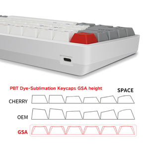 <span class=keywords><strong>Gateron</strong></span>-Teclado mecánico para ordenador de escritorio, V2-gk68 de teclado de Piano, PBT, sublimación, gris, blanco, rojo, Usb, tipo C, Jk Nootebook - Product Image 2